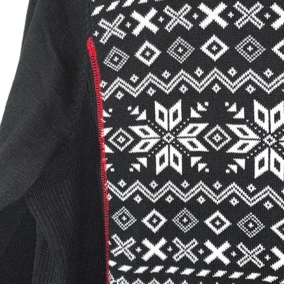 Christopher Banks snowflake print red blk white zip-up Christmas Sweater Sz L - Picture 5 of 13
